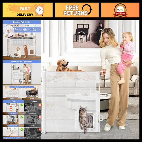Retractable baby gate - with, cat