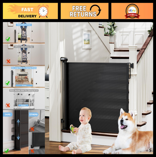 Retractable baby gate for - retractable,